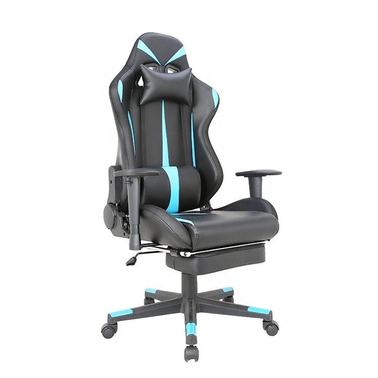 Ready To Ship Black and Blue Genuine Leather Rocker Gaming Chair for Office Furniture