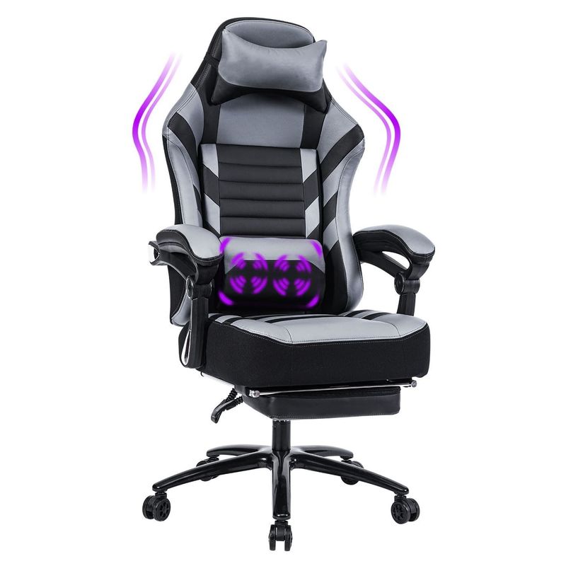 Customized Color Gaming Chair with Footrest 400lb Memory Foam Adjustable Tilt Back Angle