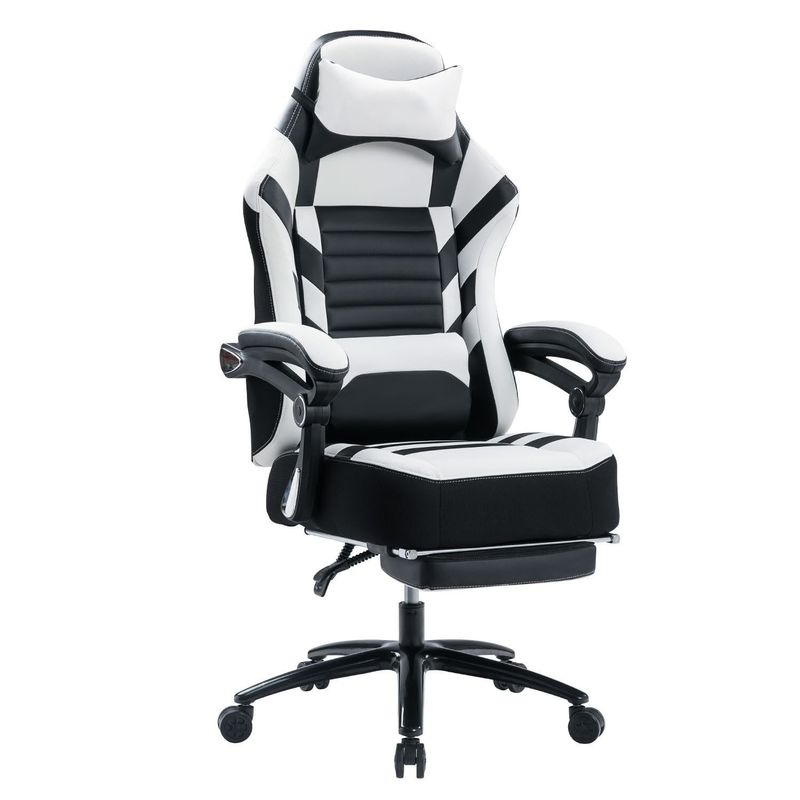 Height Adjust Gaming Chair with Footrest 400lb Memory Foam Adjustable Tilt Back Angle