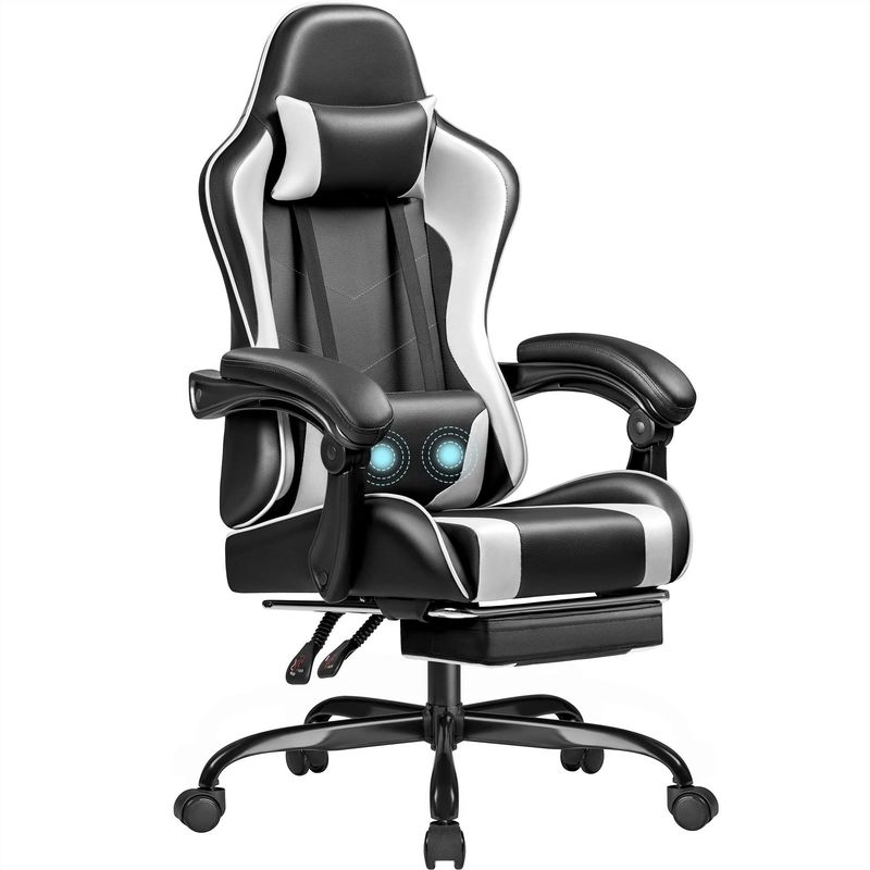 Adjustable Height Video Game Chair with Footrest Gaming Chair 18.5&quot;D x 20.9&quot;W x 50.4&quot;H