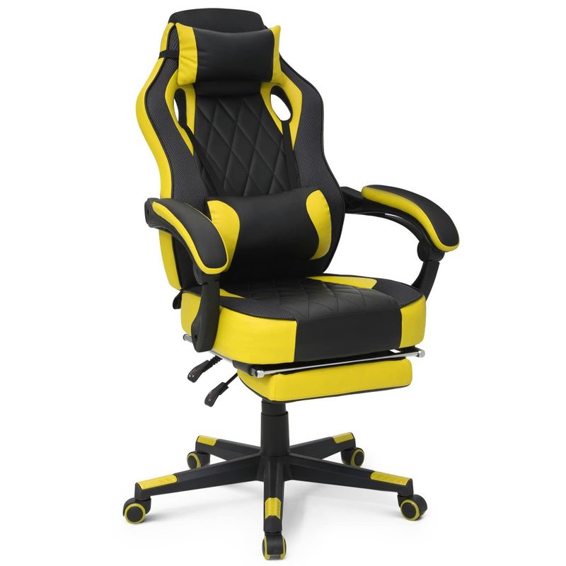 360 Degree Swivel Racing Style Gaming Chair with PU Leather Detachable Lumbar Support