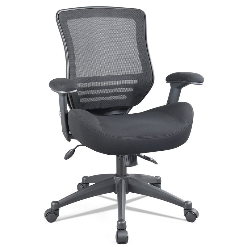 Mid Back Computer Chair with Flip-Up Arms Adjustable Height and Lumbar Support