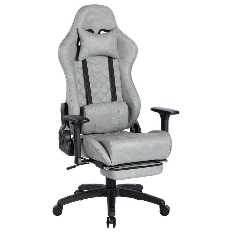 Modern Design Gaming Chair with Footrest and 3 Gas Lift PU Leather High Back Adjustable