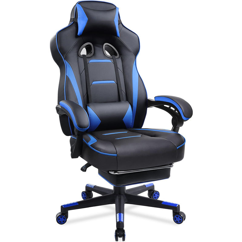 3 Gas Lift Ergonomic Gaming Chair with Footrest PU Leather High Back Office Desk Chair