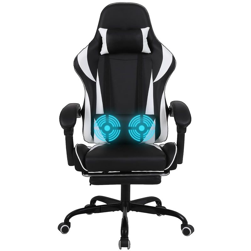 Iron High Back Racing Style Ergonomic Gaming Chair with Lumbar Support and Footrest